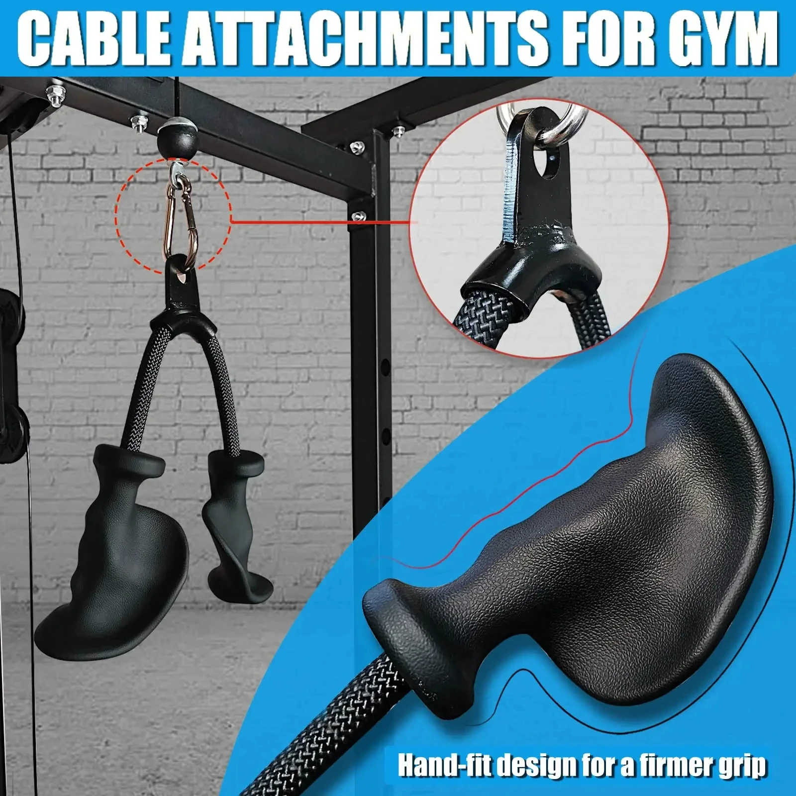 D Handle Grip Pulley Gym Cable Machine Accessories Triceps Trainer Tension Rope Triceps Rope Downward Pressure Exercise