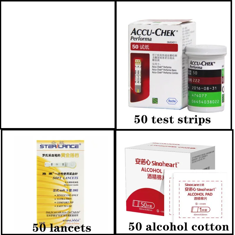 Accu Chek Chek Performa Glucose meter Diabetes tester automatically codes for home use 50 test strips with accessories