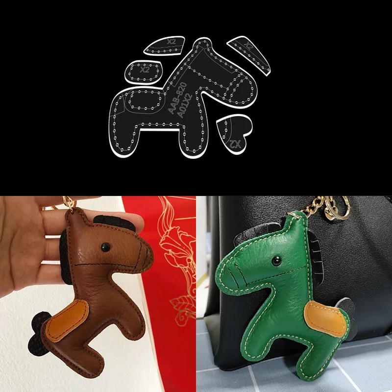 Acrylic Template 1 Set DIY Leather Handmade Craft Cartoon Pony Key Buckle Sewing Pattern 8.5x9.5cm