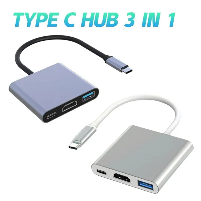 USB C HUB 3in1 Type C 3.0 to HDMI-compatible Docking Station PD Fast Charge 4K HDMI Adapter Splitter For MacBook