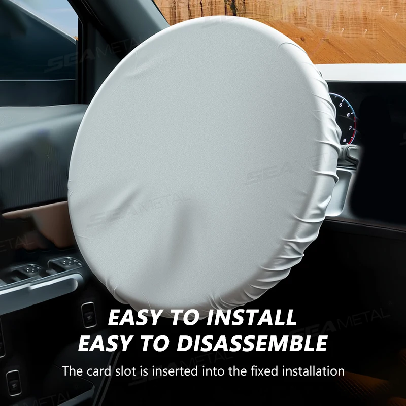 Copri Volante Auto con Protezione Solare, Rivestimento Argentato Isolante Termico, Accessorio Universale per Interni Auto - Image 2