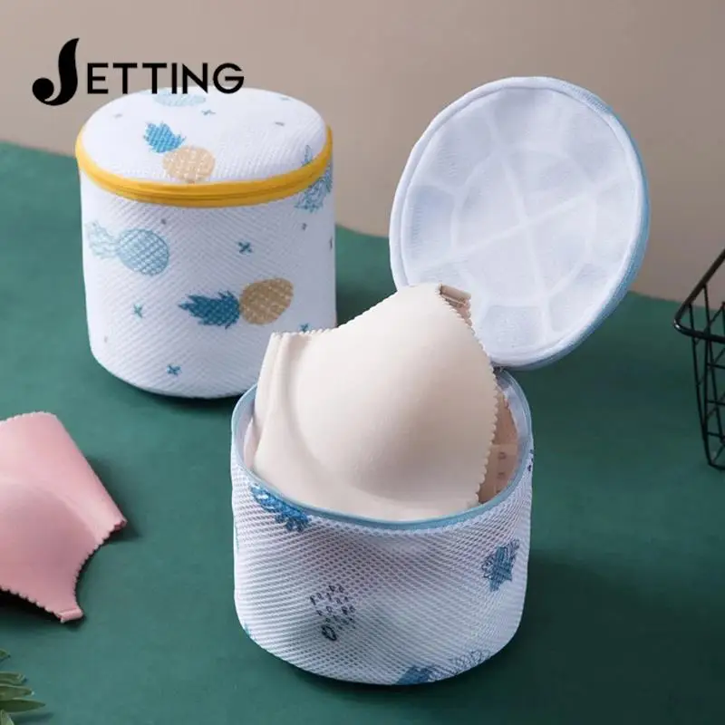 Printed Bra Laundry Bags Thicken Sandwich Fabric Bra Cylinder Storage Bag Silicone Gasket Fixed Bra Protection Washing Bag New 3