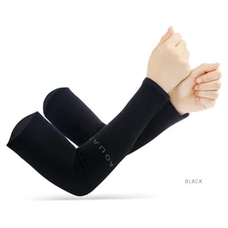 Unisex Summer Sport Anti - UV Ice Silk Arm Covers & Fingerless Gloves Combo - One Size (Fingerless black)