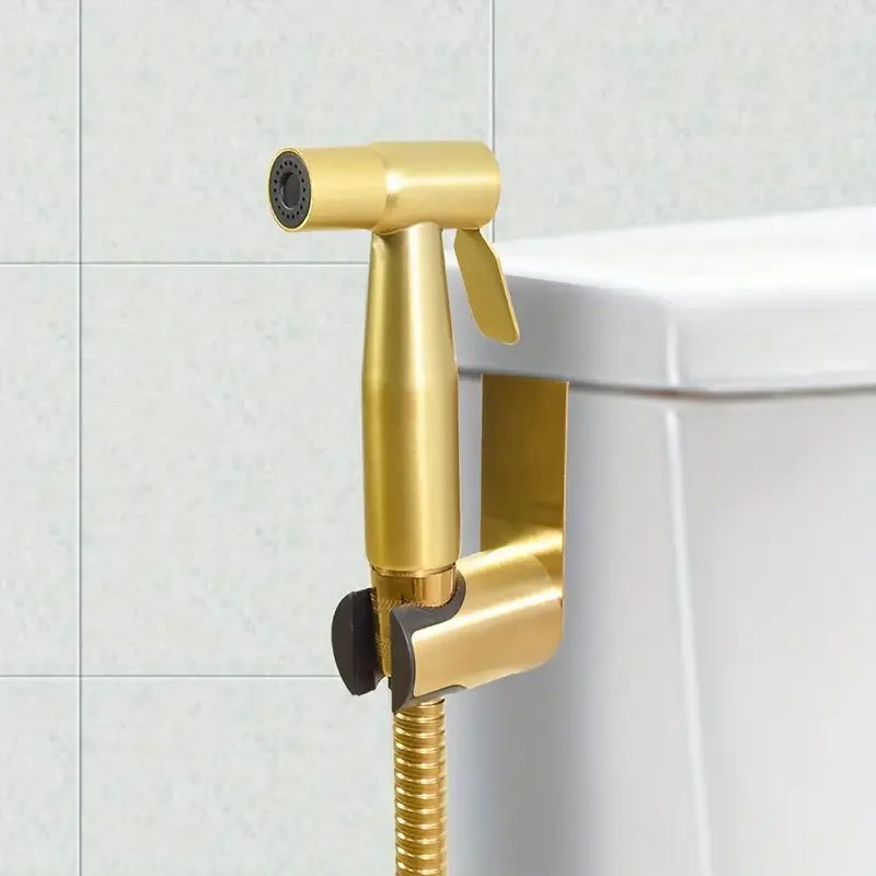 1 Set Golden Toilet Handheld Bidet Sprayer, Stainless Steel Bathroom Companion, High-Pressure Shower Kit, 59-Inch Flexible Hose,