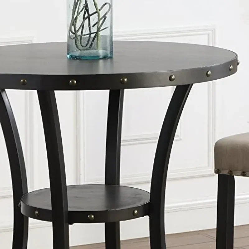 Roundhill Furniture Espresso Bar Table with Nailhead Stools restaurant tables and chairs