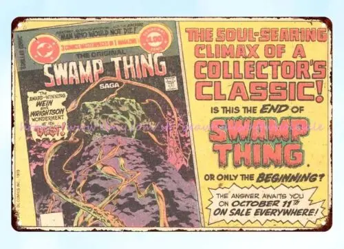 1984 комикс ad Swamp Thing Сага металлический жестяной знак спальня фотодизайн