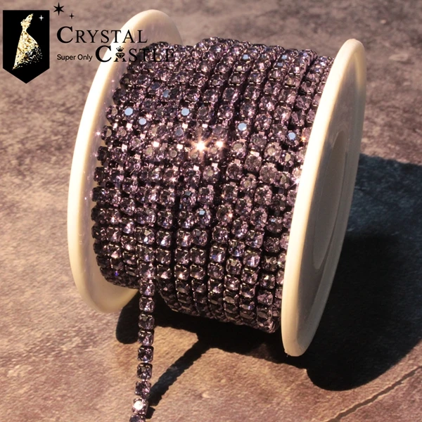 Gold Rhinestone Tassel Chain Roll with Crystal Ribbon Trim