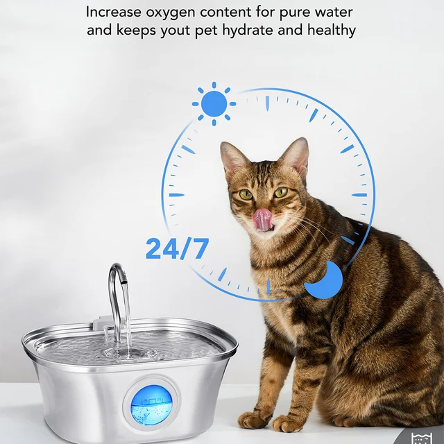 108oz/3.2L Cat Automatic Water Dispenser Pet Smart Induction Water Feeder USB With Filter Stainless Steel Dog Feeder Pet Supplie 3