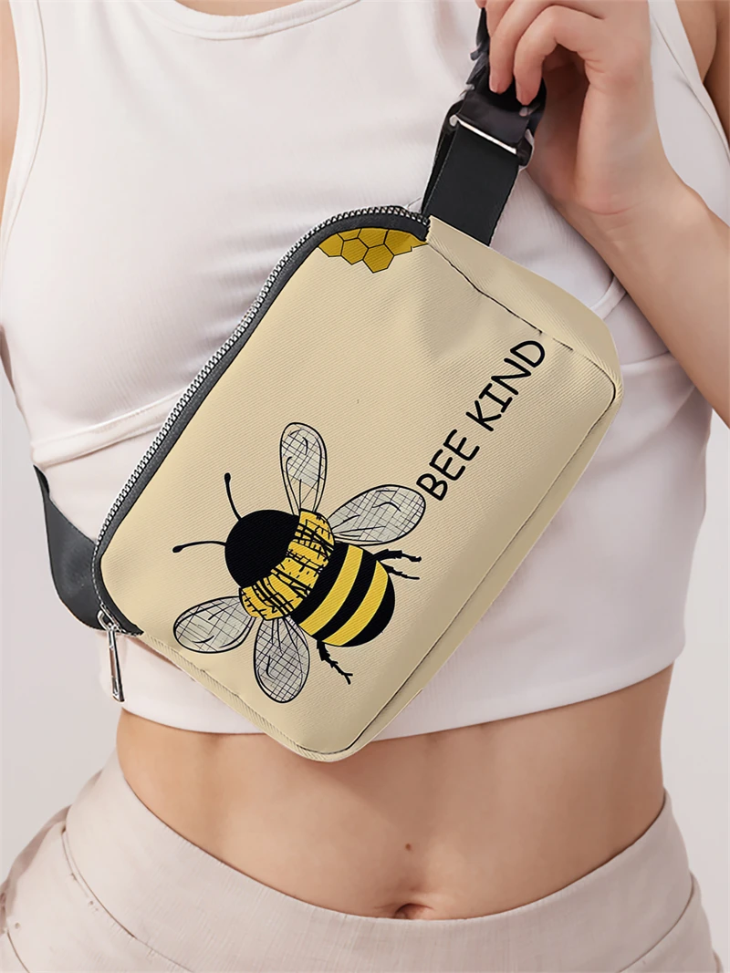 1pc,yellow bee fashionable adjustable crossbody bag, neutral sports waist bag, suitable for running