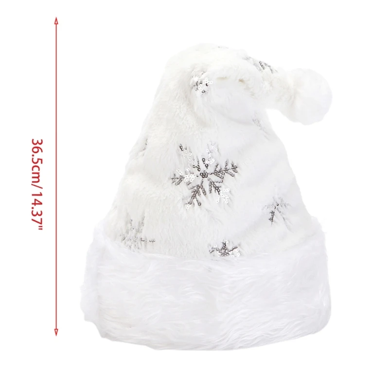 Soft White Xmas Hat Plush Santa Hat Men Women Universal Size Christmas Decors