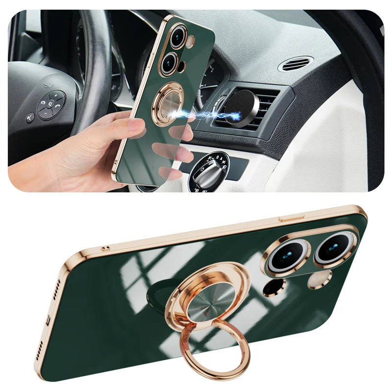 Sleek Magnetic Ring Plating Phone Case - Stylish Back Cover