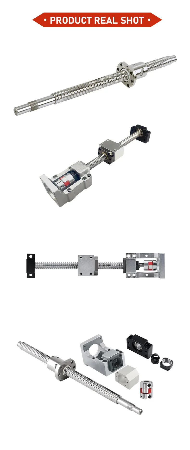 SFU1604/1605/1610 Kugelumlaufspindel mit Mutter 1200–2500 mm + HM12–57/60 Aluminiumguss + BF12-Unterstützung + Kupplung + DSG16H für CNC-Teile – Detail 12