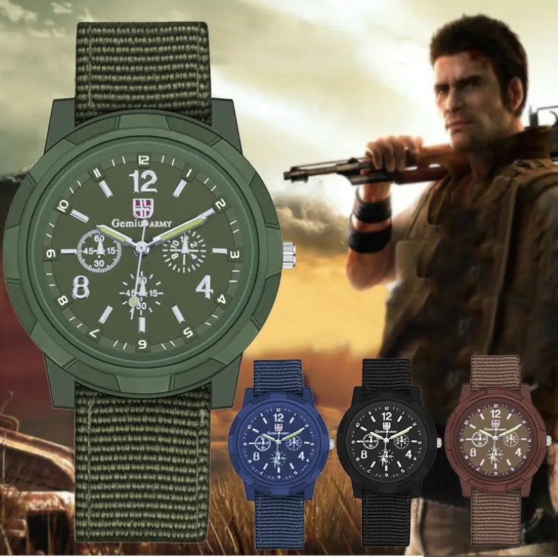 

New Famous Brand Men Quartz Watch Army Soldier Military Canvas Strap Fabric Analog Wrist Watches Women Sports Wristwatches Clock
