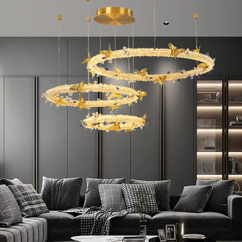 

Романтические Хрустальные подвесные светильники в виде бабочек, светодиодные подвесные светильники для потолка, гостиной, декоративные осветительные приборы, современные домашние люстры