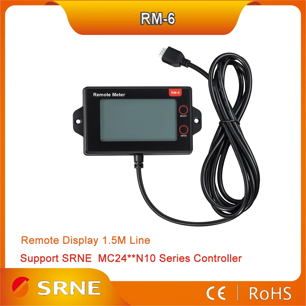 Srne Rm6 Medidor Remoto Display Lcd para Srne mc Série Mppt Controlador Solar Monitoramento em Tempo Real de Dados e Status de Operação