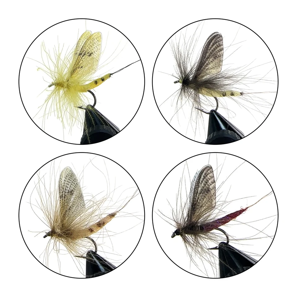 Mouches Sèches Truite – Noir Et Paon – 3 Par Paquet – Choix Tailles – Troutflies UK