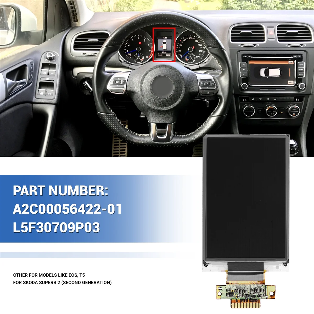 LCD Gauge Display Screen L5F30709P03 for A1 Superb Instrument