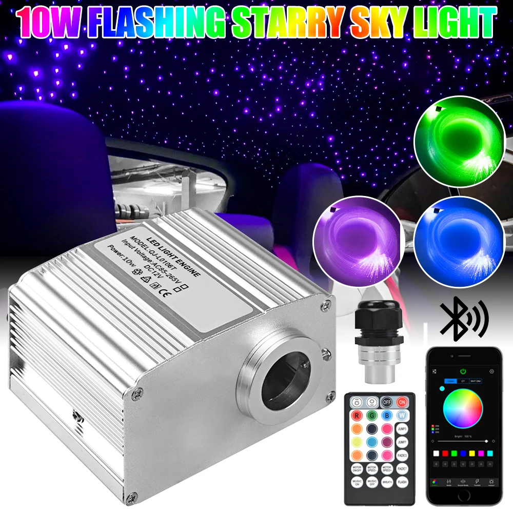 10W Smart Fiber Optic Ceiling Llights APP Remote Control Starry Sky Effect Optical Fiber Cable for Car Decoration Ambient Light