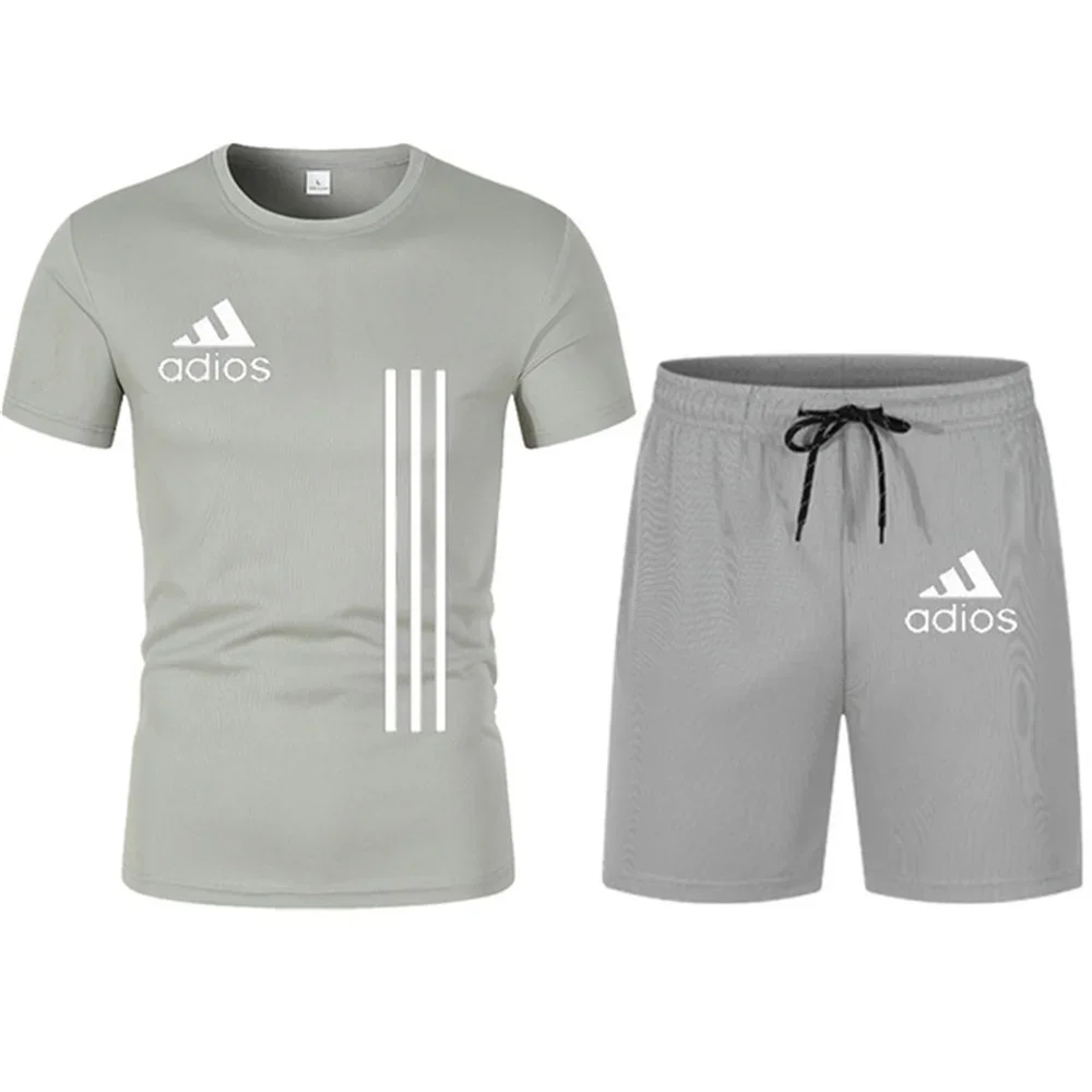 2024 Summer Sportswear Suit Men'S Fashion Two-Piece Sports Fitness Running Casual Quick Drying Short Sleeved Shorts Set For Men