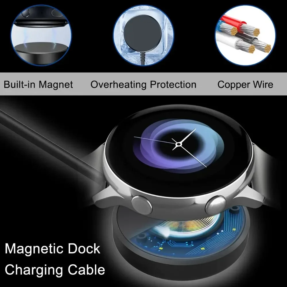 삼성 Galaxy Watch 6 /6 Classic /5 Pro/5/4/3/Active2/1 고속 충전기와 호환되는 Galaxy Watch 충전기용 2 in 1 USB C