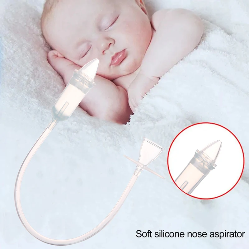 1Set New Absorption Silicone Safe Soft Tip Newborn Baby Nose Cleaner Sniffling Device Infant Vacuum Suction Nasal Aspirator baby nose cleaning tools