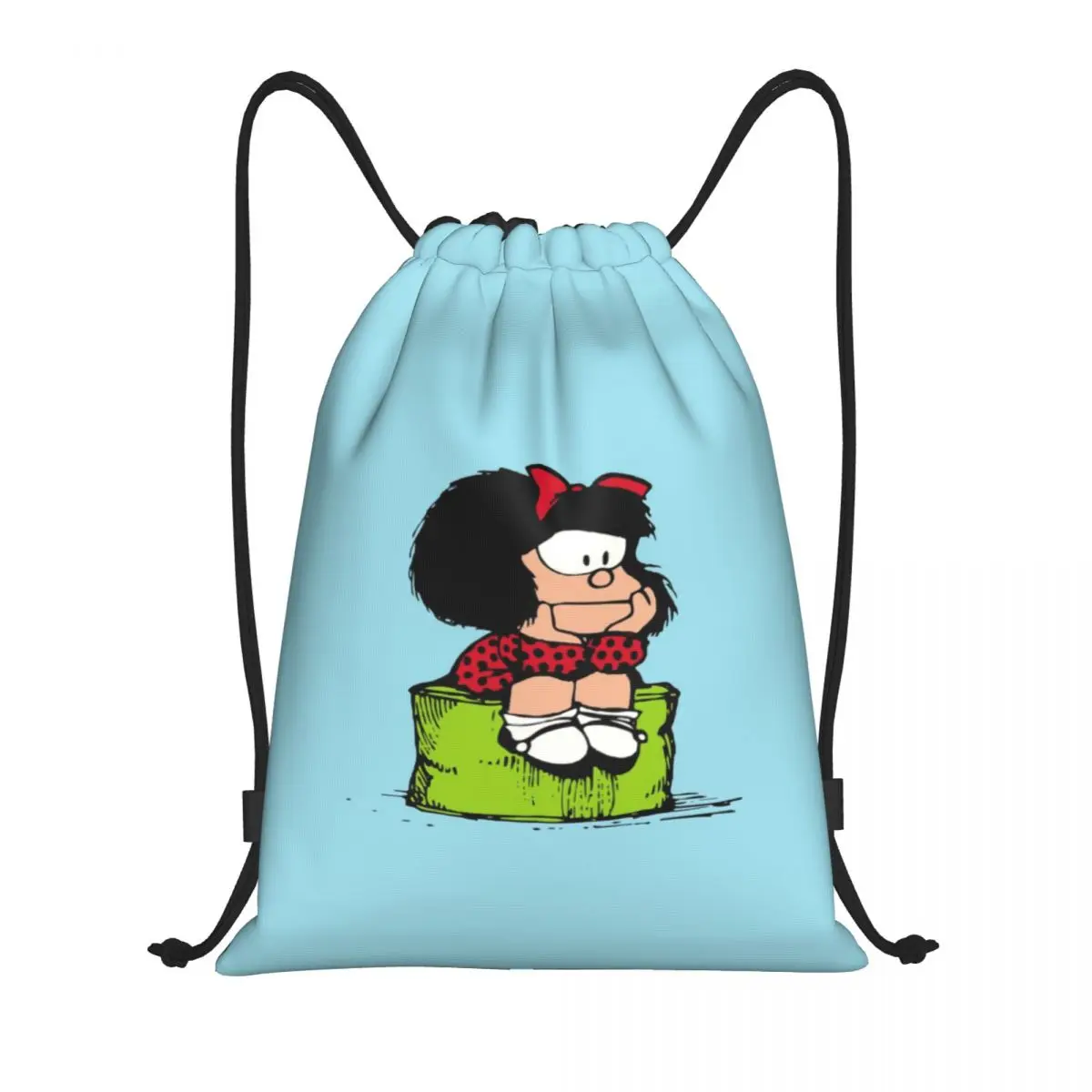 

Рюкзак Mafalda мужской/женский на шнурке, Легкая классическая спортивная сумка для хранения, с грустным мышлением манги, для спортзала
