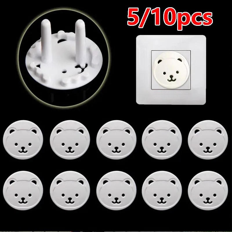 10pcs Safety Electric Socket Outlet Plug Protection for Child Cute Bear Power Socket Cover Plugs Anti Electric Shock Plugs Kids