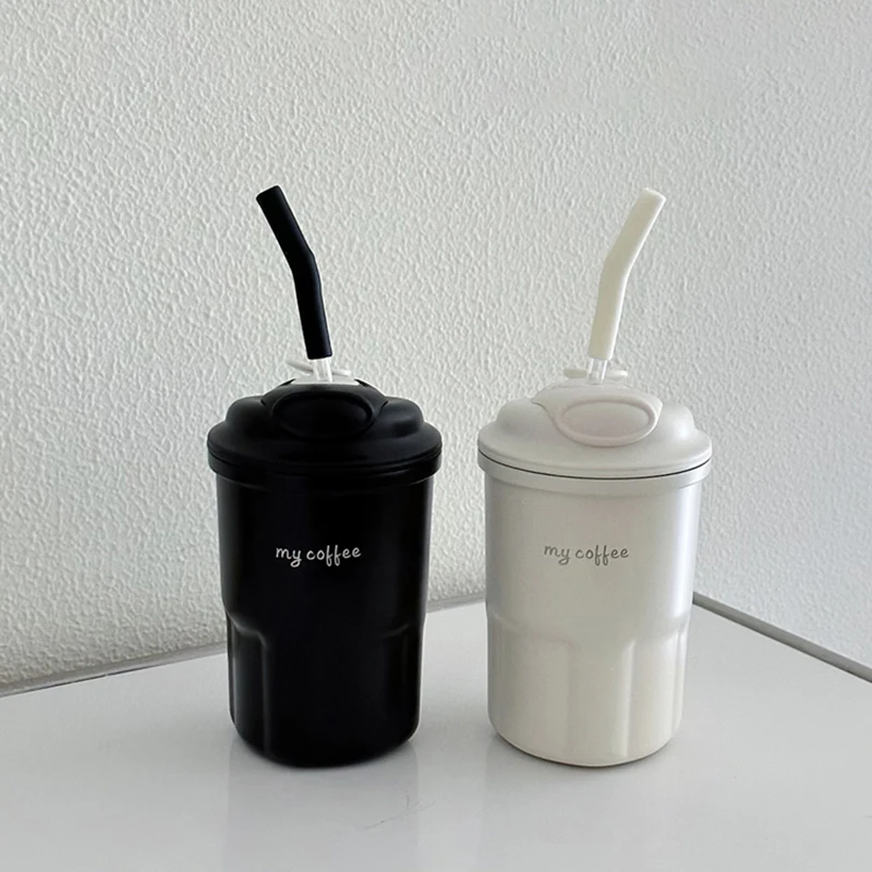 Cute Korean Coffee Cup Thermos With Straw Tumbler 450Ml 18 Cute Korean Coffee Cup Thermos With Straw Tumbler 450Ml