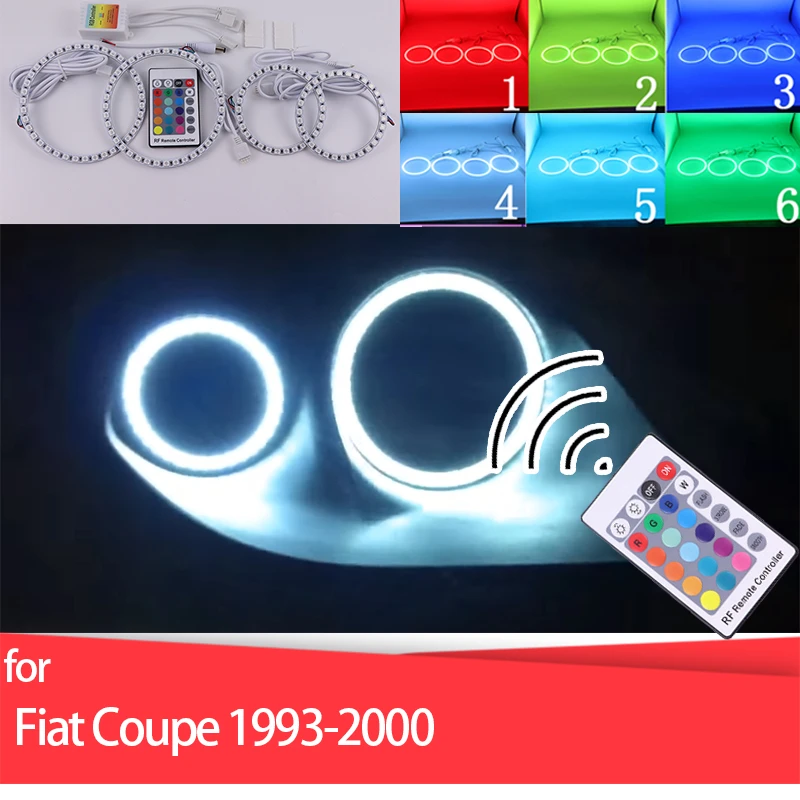 

Разноцветные RGB светодиодные ангельские глазки, кольцевой глаз, Радиочастотный пульт дистанционного управления для Fiat Coupe 1993-2000, автомобильные аксессуары