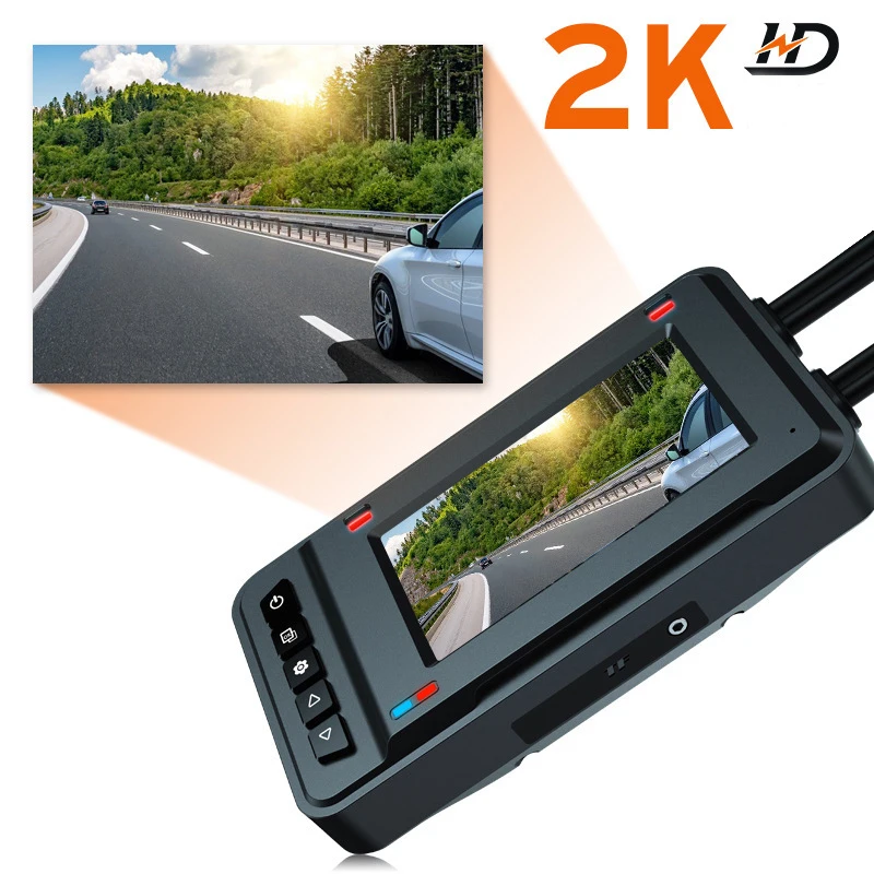 2K WiFi GPS 모터 DVR 블랙박스 (듀얼 렌즈, 3인치 화면, 12V 오토바이용, BSD 음성 인식 기능 탑재)