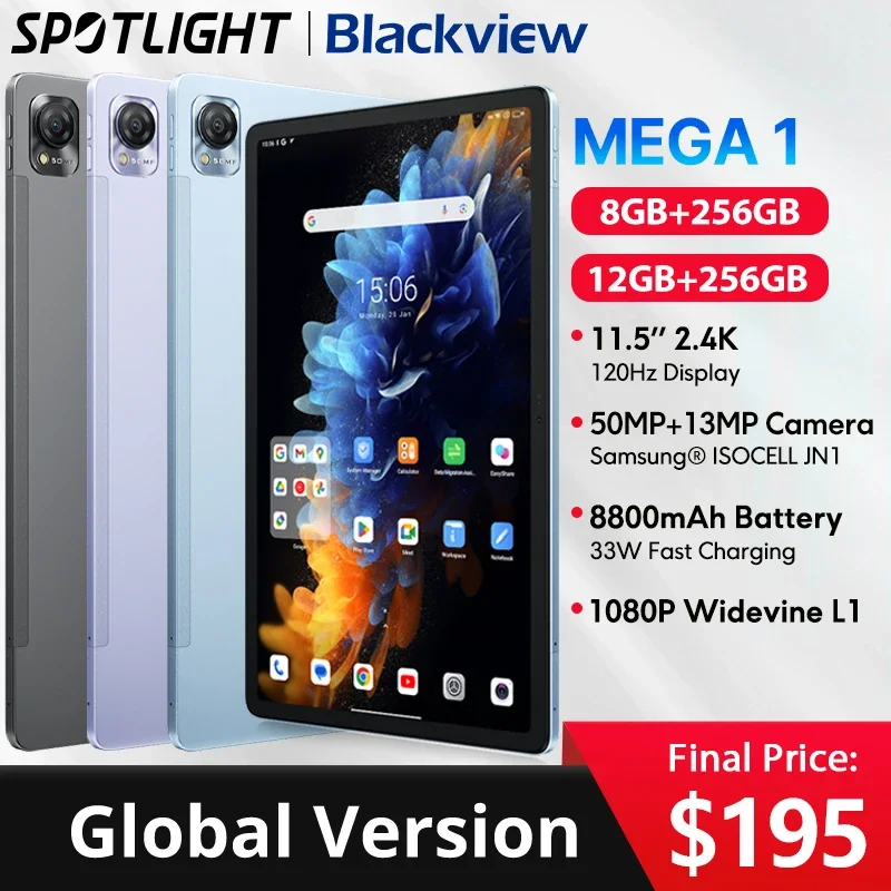 世界初公開】Blackview MEGA 1 タブレット 11.5 インチ 2.4K 120Hz 