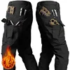 Winter Outdoor Wear-resistant Knee Double Layered Thickened Soft Shell Fleece Insulation Waterproof Multi Pocket Tactical Pants 5
