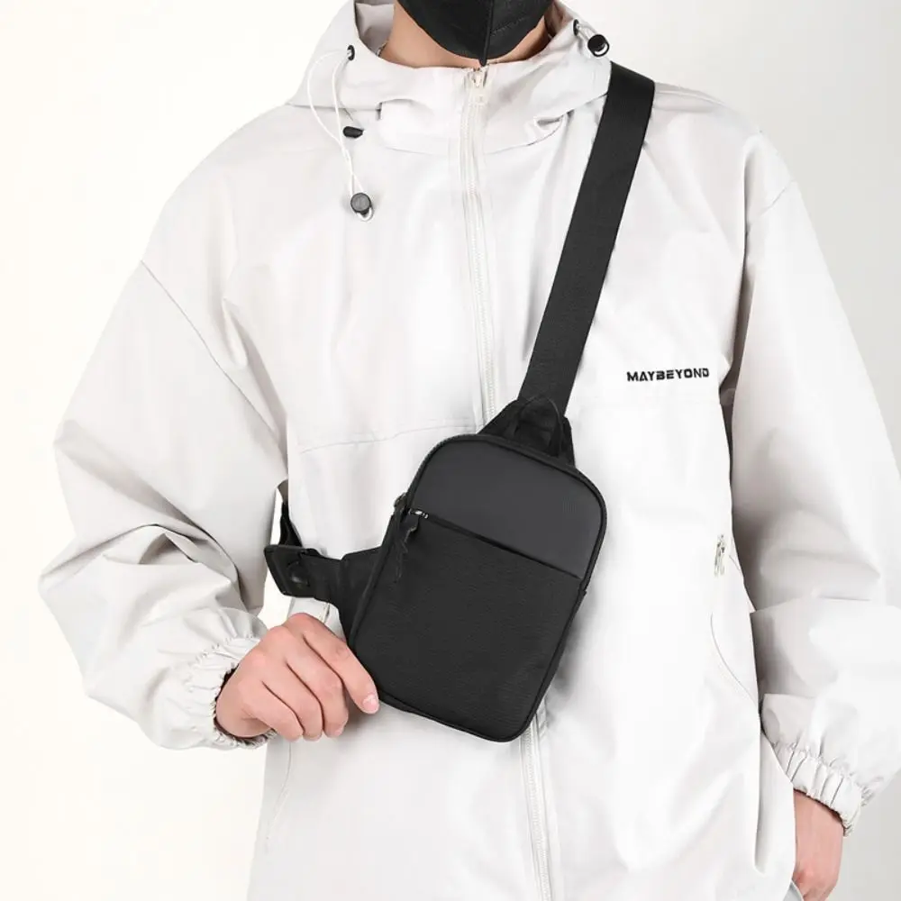 Men's Chest Bag Fashion Small Canvas Shoulder Crossbody Bags for Man Mini Cloth Sling Sport Cross Phone Male Handbag - 2