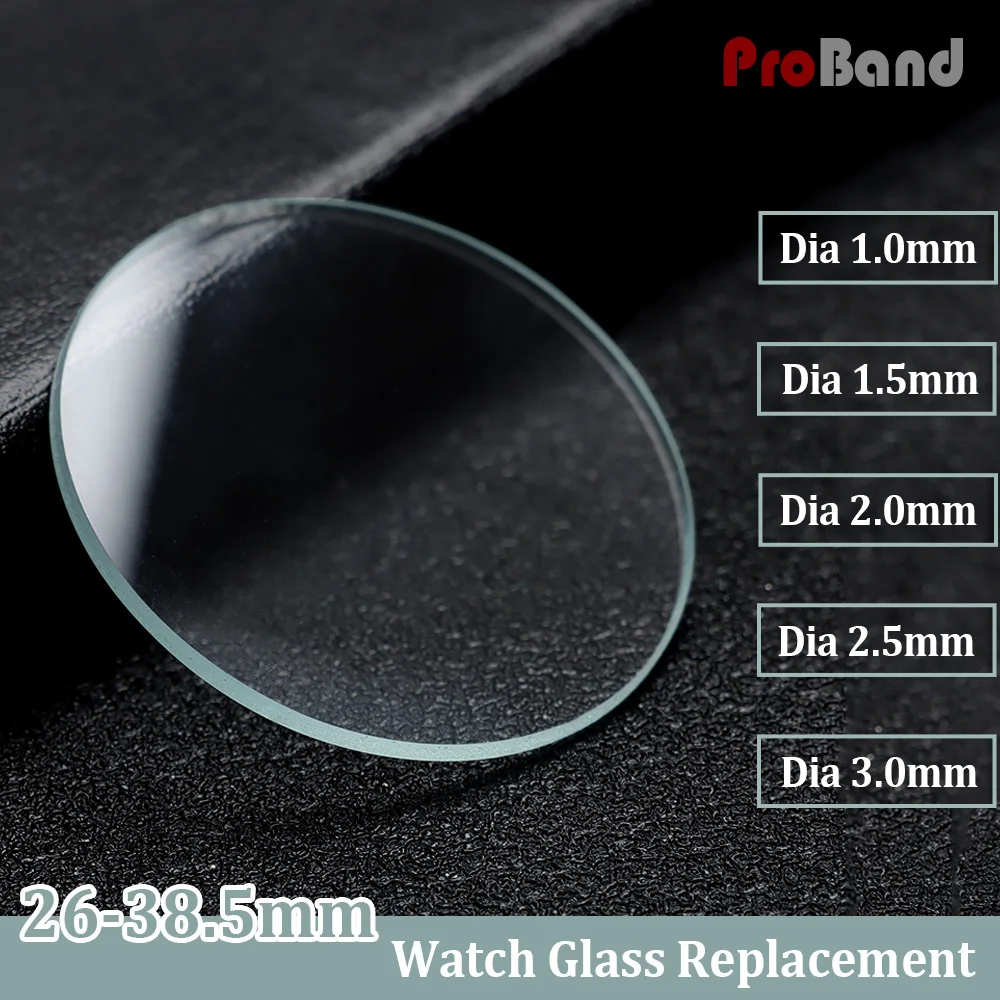 Transparent Crystal Watch Glass Replacement - Flat, Various Thicknesses
