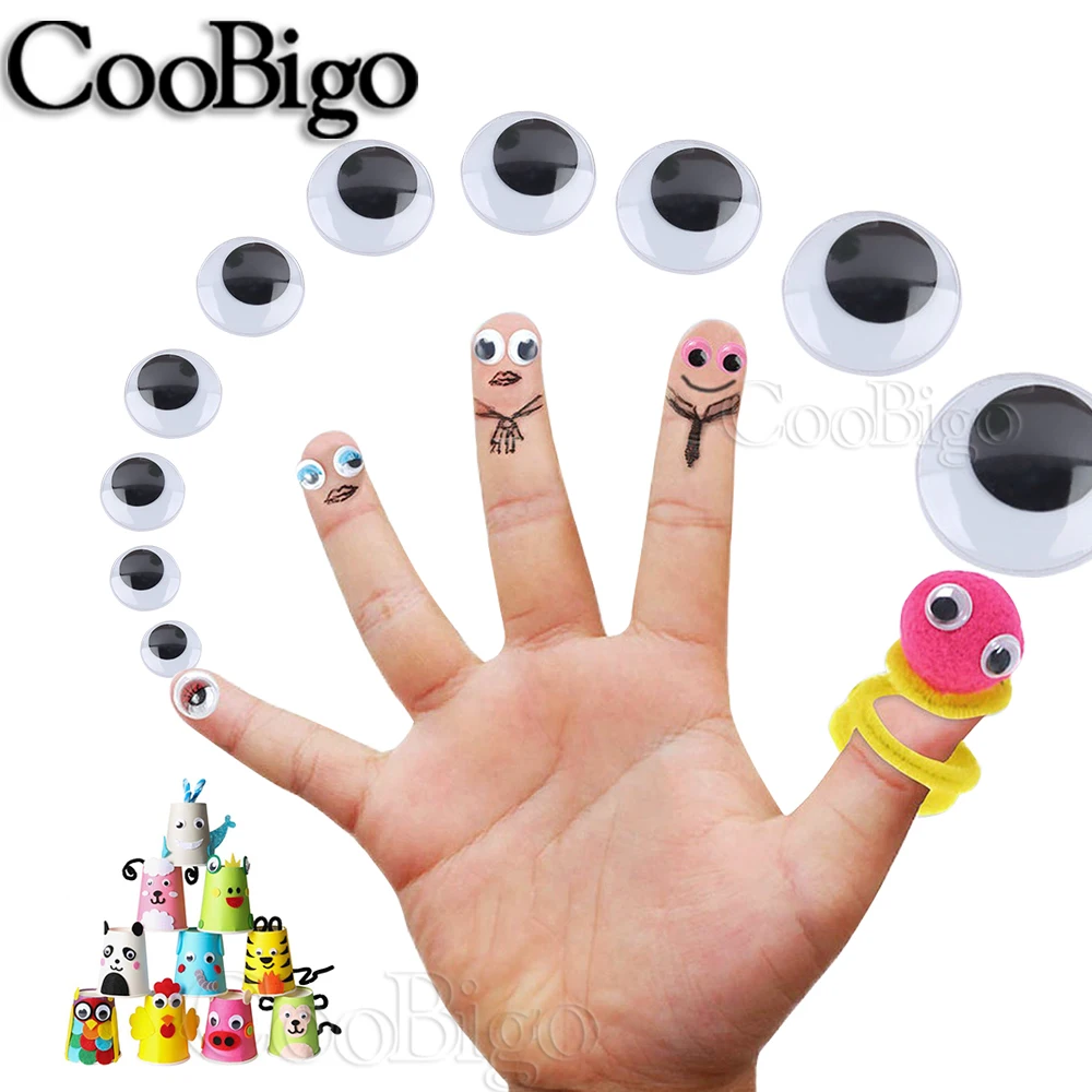 100pcs/500pcs Self-adhesive Wobbly Googly Wiggle Eyes 3D Moving Eye DIY Scrapbooking Toys Dolls Kids DIY Accessories 5-40mm