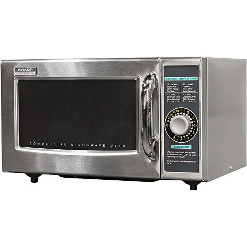 Commercial Stainless Steel Microwave Oven 1000W 120V Dial Timer 1.0 cu. ft. Capacity LED Indicators Easy to Clean Fast Heating 2