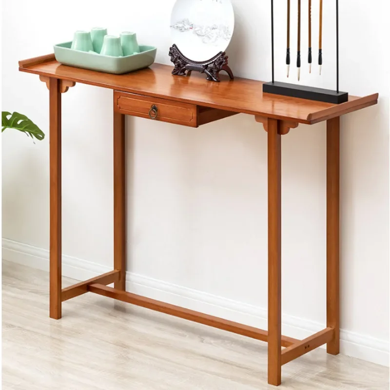 Retro Charm Side Table Simple Elegance Buddha Hall Furniture Versatile Drawers Dual Color Options Offering Table Incense