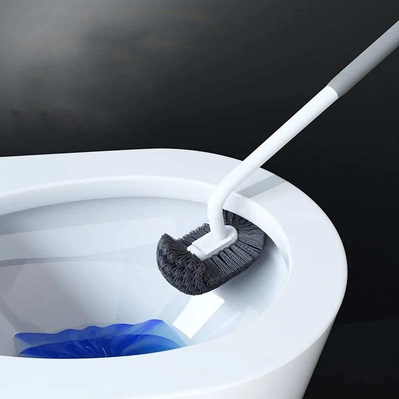 Toilet Brush Set Multi-function Head Plastic Bending Thicken Handle Holder