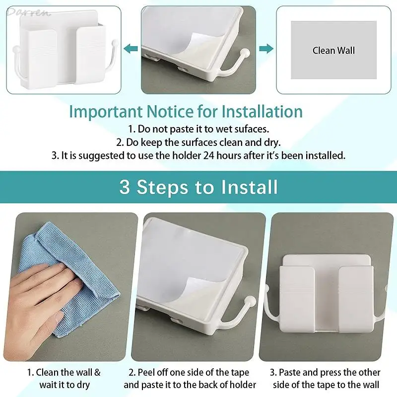 Porte-téléphone Mural Adhésif (2 Pièces) - Support Pour Lit, Bureau, VR - Avec Fente Pour Câble De Charge