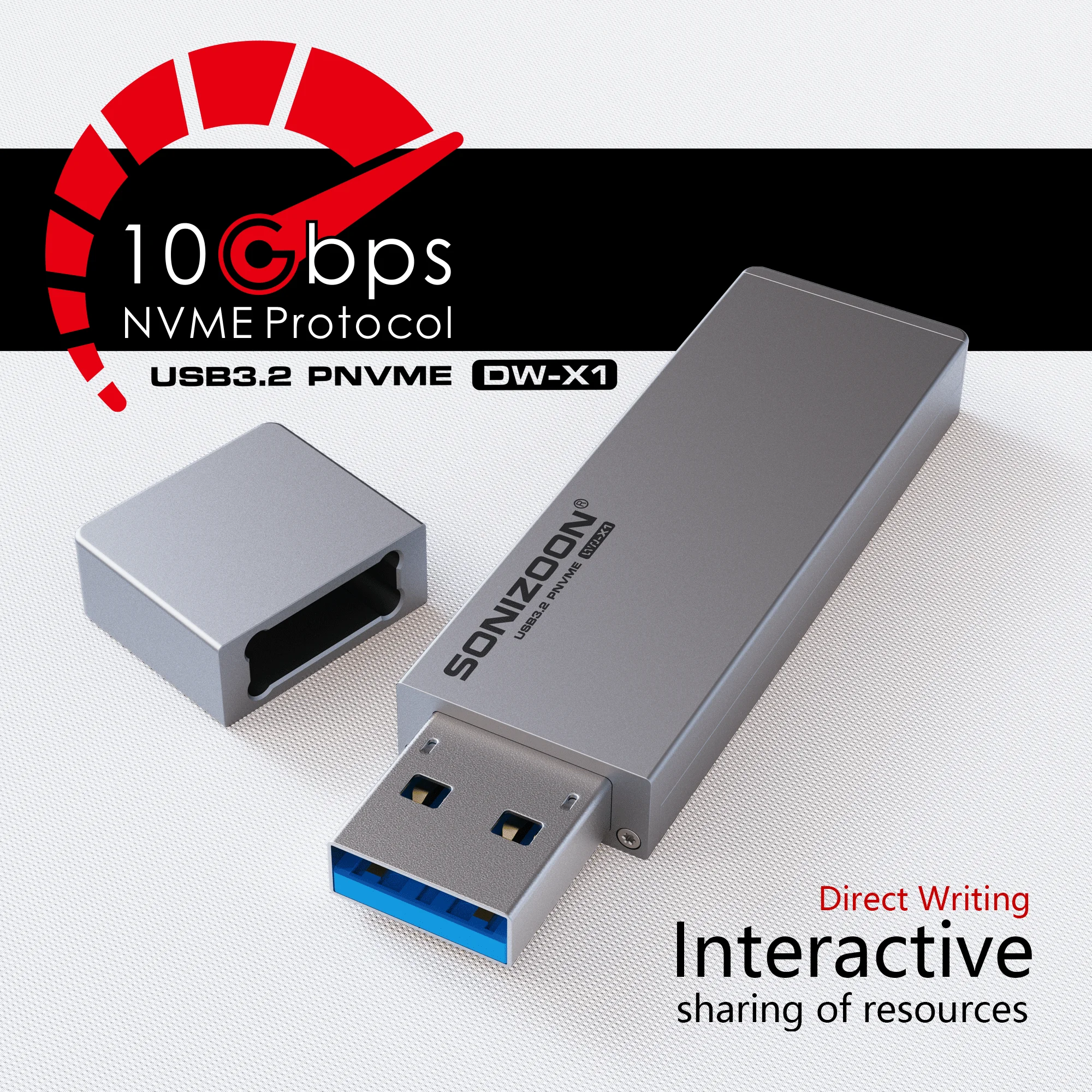 Sonizoon-disco Rígido Móvel Ssd Portátil Pssd Dw-x1 Usb 3.2 Gen2 10gbps 256gb 512gb 1tb 2tb até 1050 Mbps pc Original 100 - Imagem 3