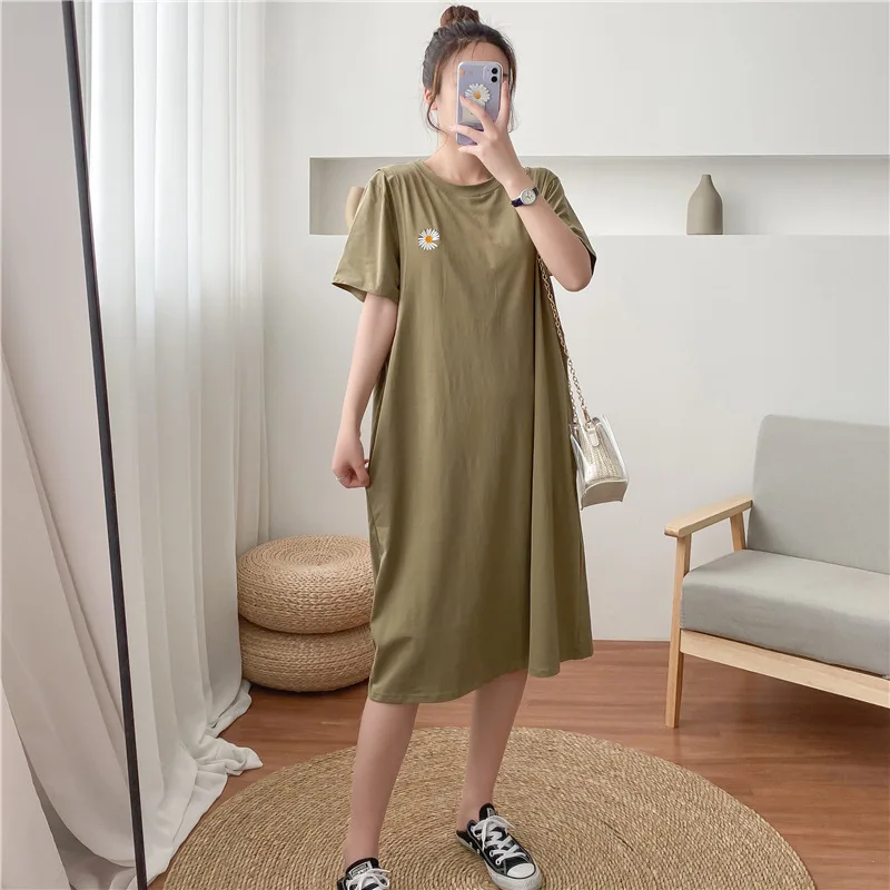 Maternity Simple Pure Color Breastfeeding Dress Long Skirt Short Sleeve Cotton Maternity Dresses Pregnant Women Clothes Tops 8 S2465c2ffcd4748dab9a60ed606f858f8w