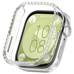 Elegant Bling Diamond Crystal Protective PC Watch Case with Strap Protector for Huawei Fit 3 (Transparent)