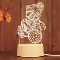 Heart Bear Night Light Creative Acrylic LED Table Lamp 7