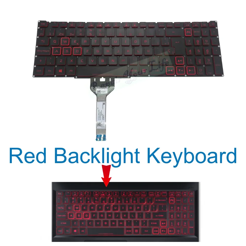 Teclado retroiluminado com rg5p-a52bwl, para acer nitro