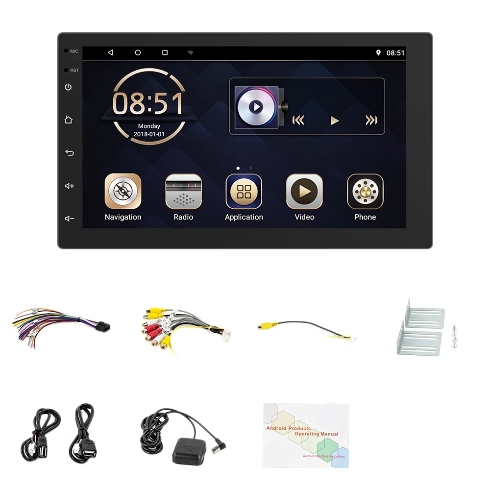 

7 Inch WIFI Car Stereo 2G+32G Android 9.0 MP5 Player Support GPS Navigation OBD 3 Screen Simultaneous Video Player