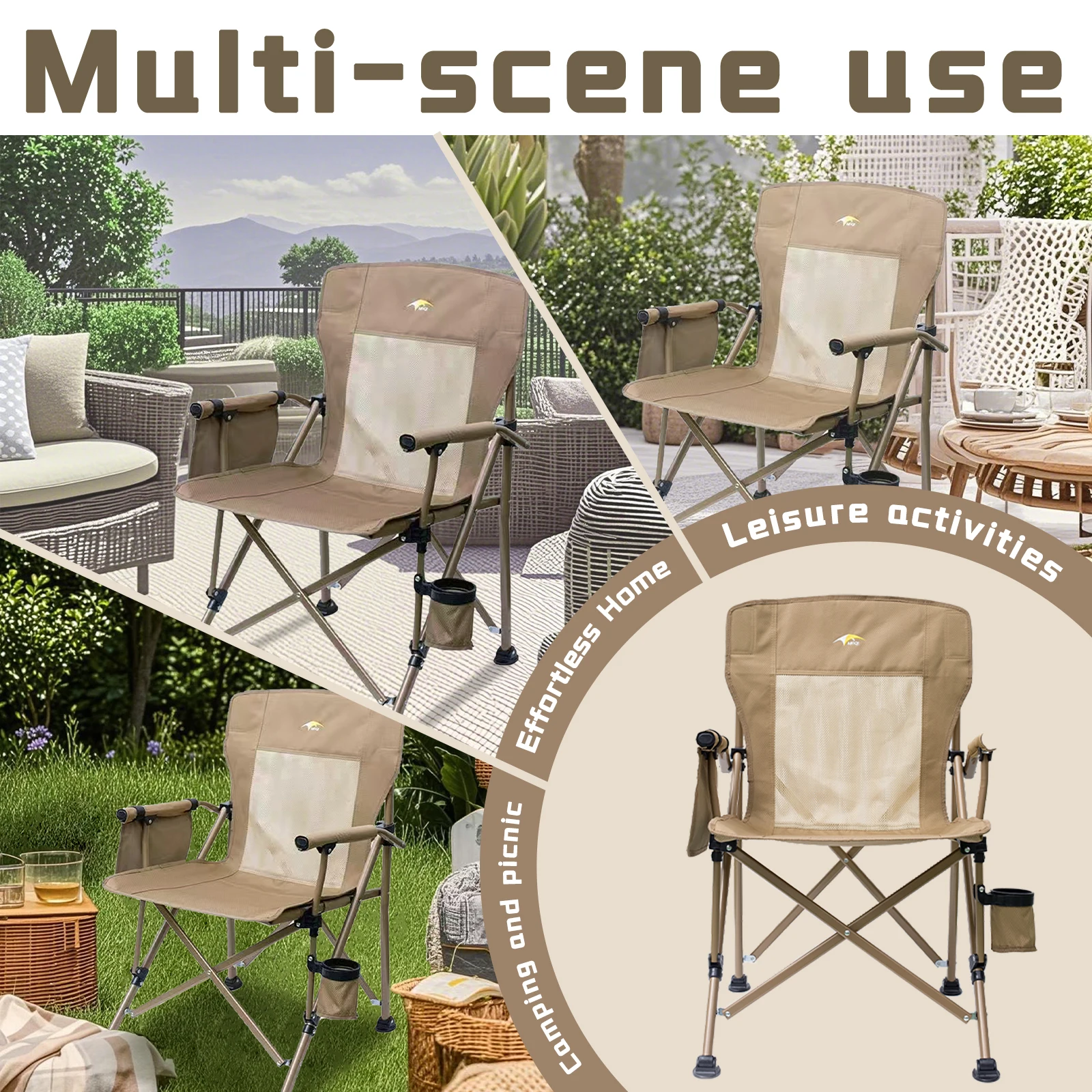 Portable Folding Camping Chair Large High Back Padded Thicken Armrests Storage Bag Cup Holder Carry Bag folding chair