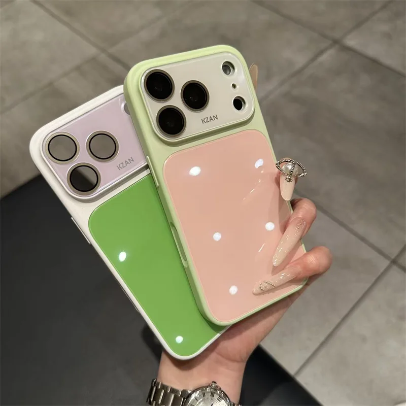 Vibrant Dopamine Color Block Liquid Skin Feel Shockproof Phone Case with Camera Lens Protection
