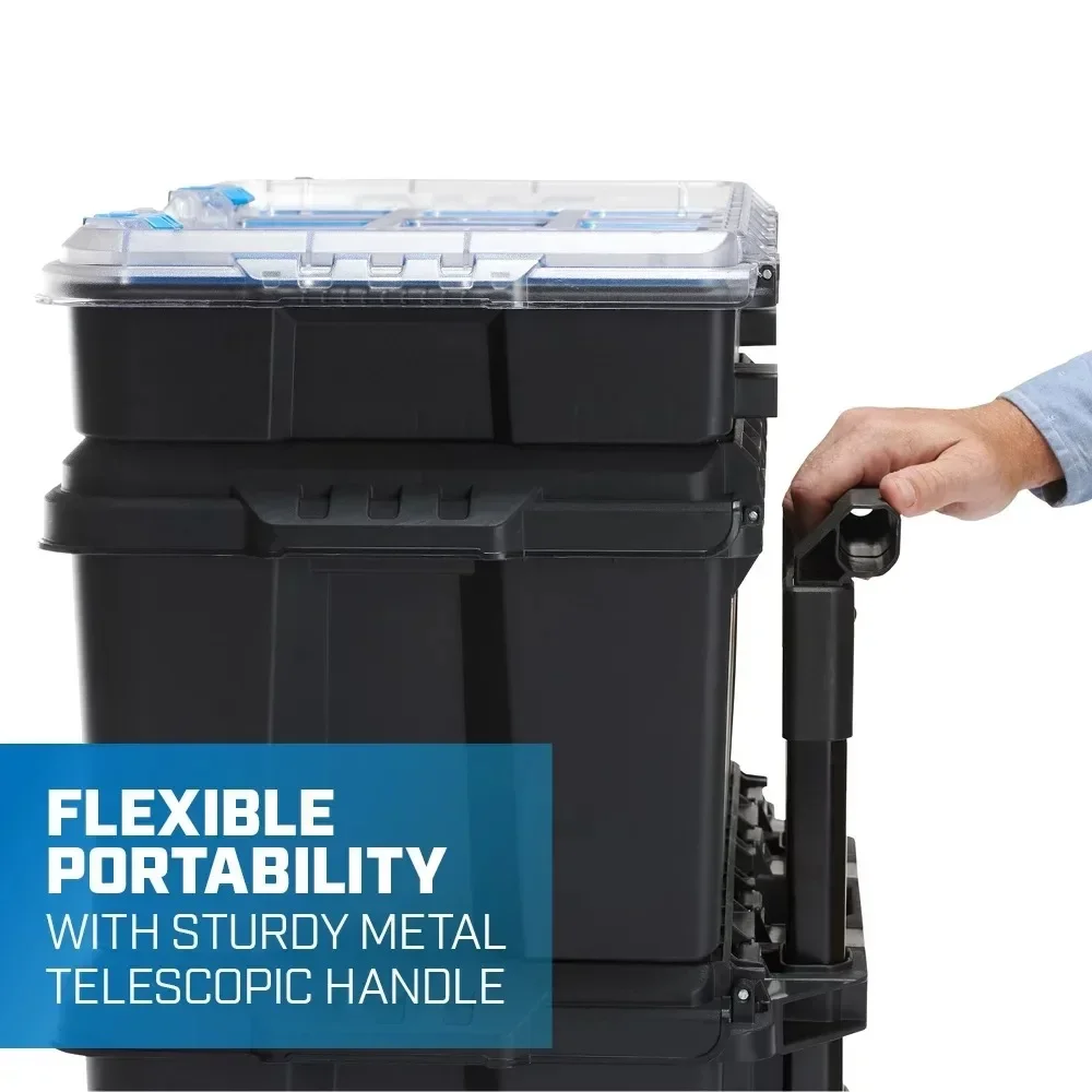 Stack System, Mobile Tool Box for Storage and Organization, Fits 7 Parts Modular  System And Suits HART Power Tools 5