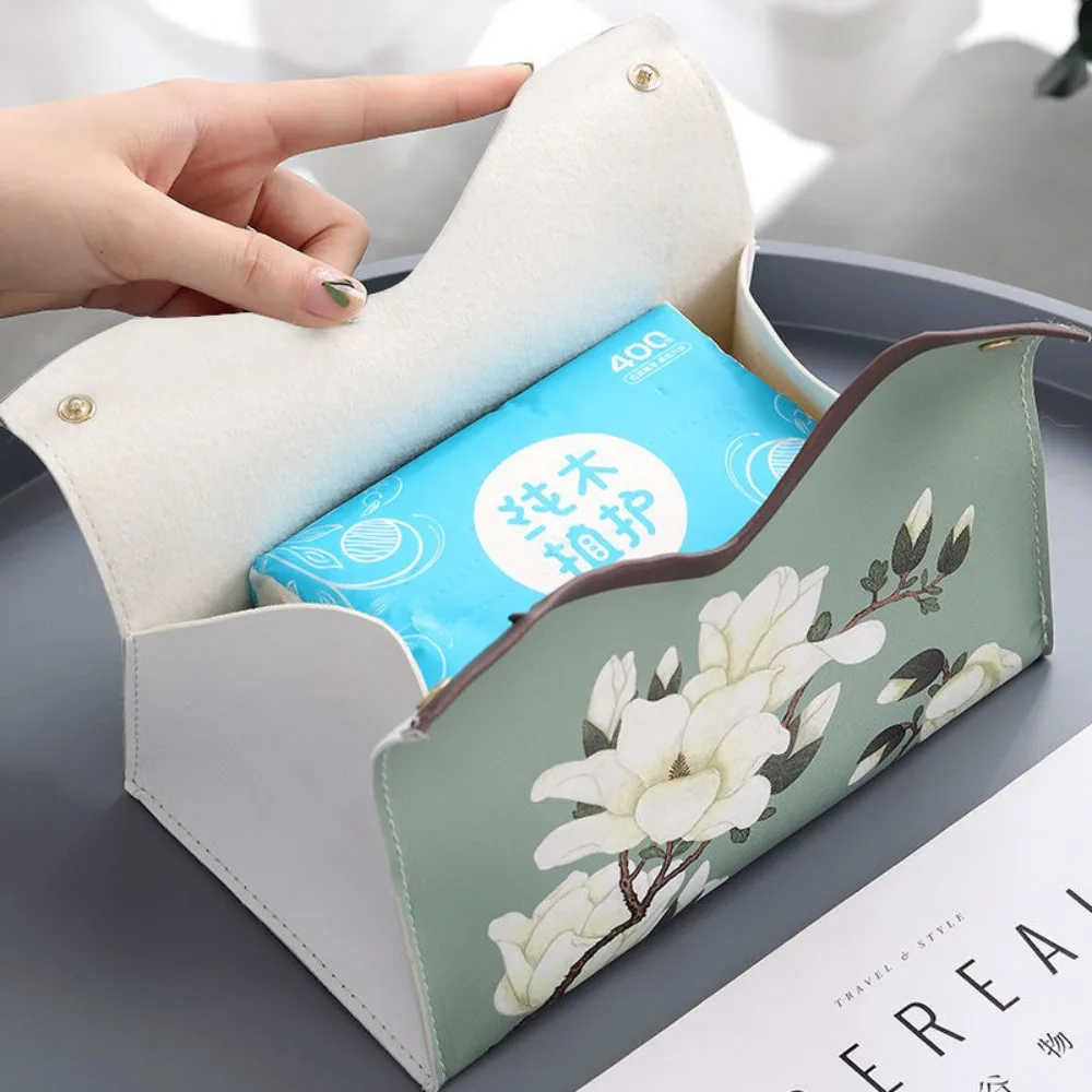 Creative Chinese Tissue Box Waterproof Home Living Room Paper Drawer Floral Paint Tissue Box Easy to Clean Printing Storage Box 5