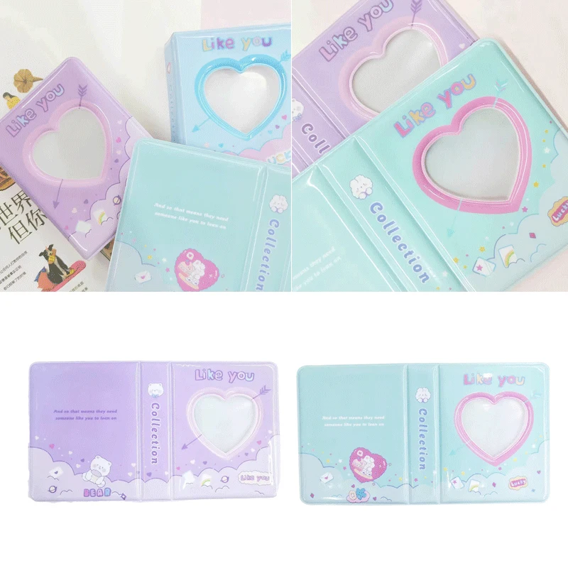 INS 3 Inch Hollow Love Heart Letter Arrow Printed Cartoon Photo Album PVC Collection Book 36 Slots Small Card Organiser